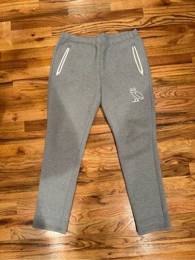 OVO Grey Sweatpants with White Zip Details